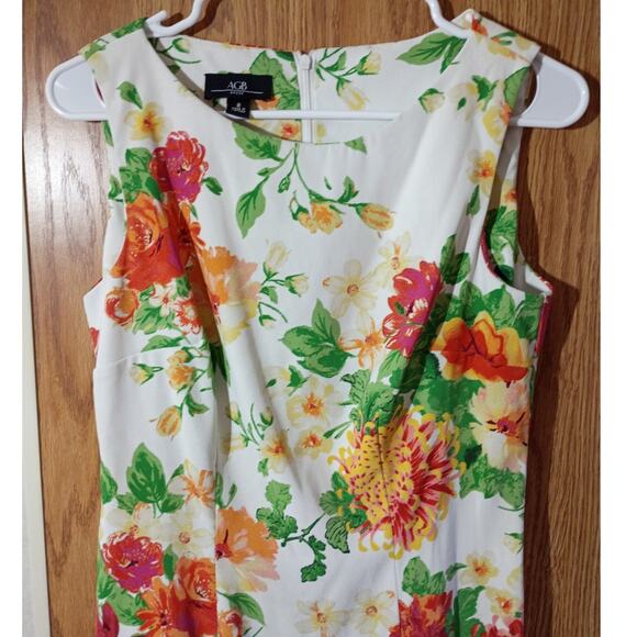 AGB Floral Sheath Dress Sleeveless Garden Party Career Chic Size 8 Brunch Spring - Picture 2 of 10